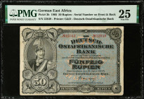 GERMAN EAST AFRICA. Deutsch-Ostafrikanische Bank. 50 Rupien, 1905. P-3b. PMG Very Fine 25.
PMG comments "Repaired".
Estimate $500.00 - $700.00