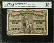 GERMAN EAST AFRICA. Deutsch-Ostafrikanische Bank. 100 Rupien, 1905. P-4. PMG Choice Fine 15.
Estimate $400.00 - $600.00