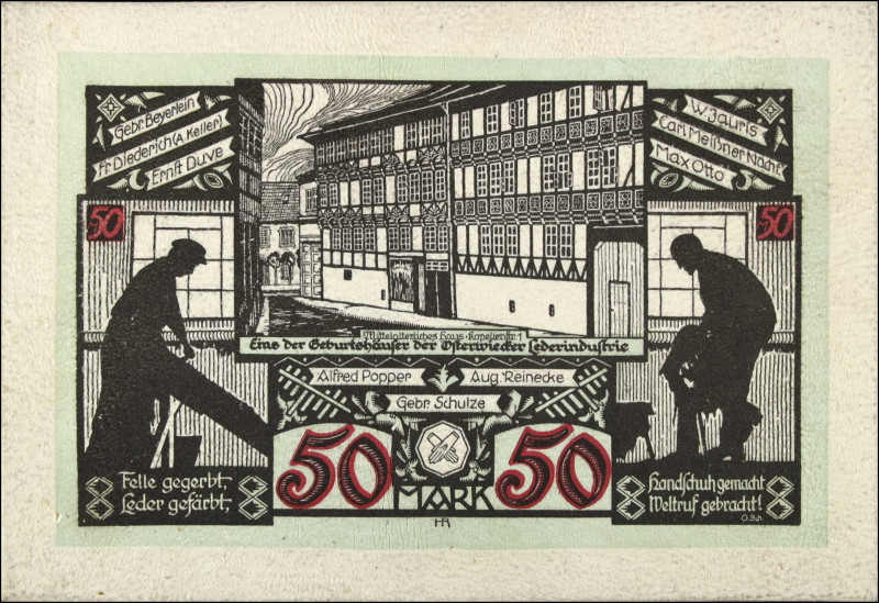 GERMANY. Baustein Der Stadt Osterwieck A Harz. 50 Marks, 1922. P-Unlisted. Very ...