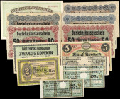 GERMANY/AUSTRIA. Lot of (13) WWI. Mixed Banks. Mixed Denominations, Mixed Dates. P-Various. Very Fine to Extremely Fine.
Included in this lot are R-1...