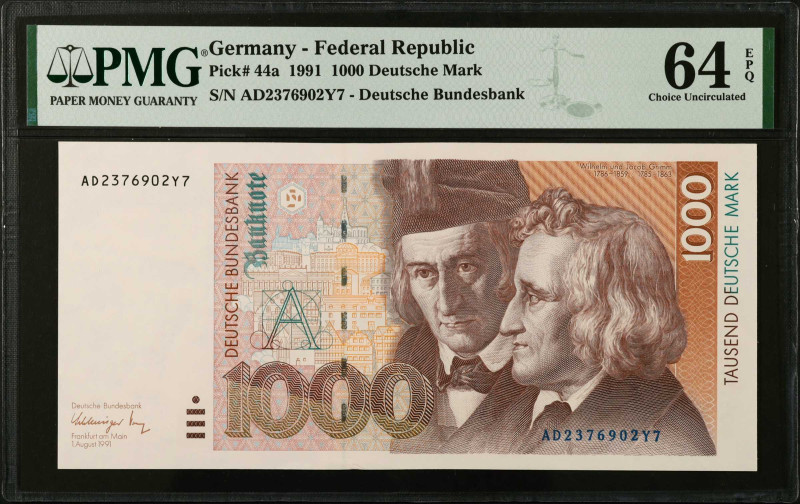 GERMANY, FEDERAL REPUBLIC. Lot of (2). Deutsche Bundesbank. 1000 Deutsche Mark, ...