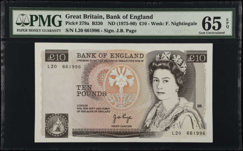 GREAT BRITAIN. Lot of (2). Bank of England. 10 Pounds, ND (1975-80). P-379a. Con...