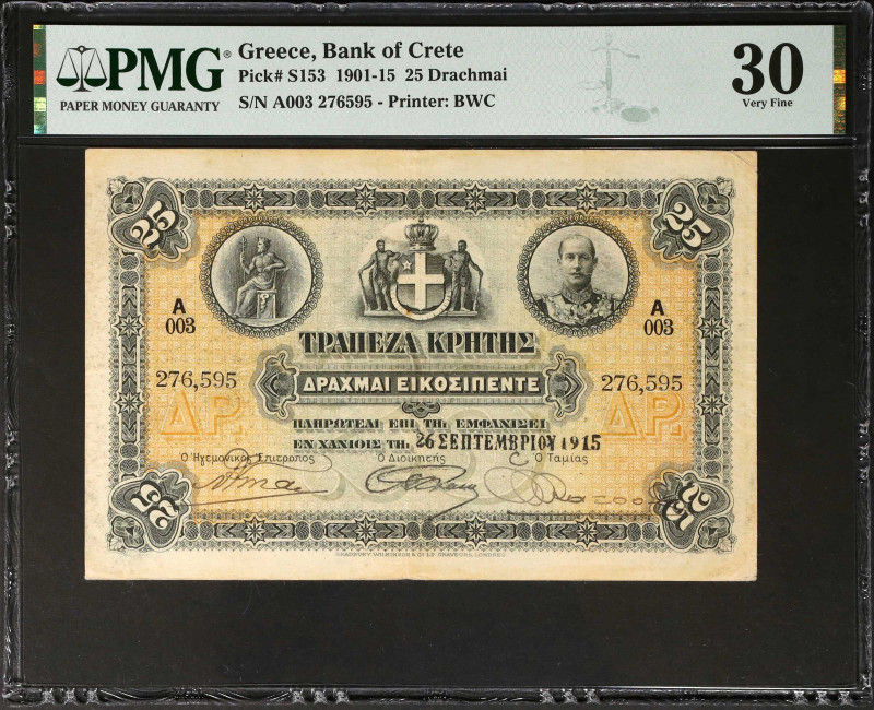 GREECE. Bank of Crete. 25 Drachmai, 1901-15. P-S153. PMG Very Fine 30.
Estimate...