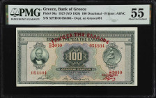 GREECE. Bank of Greece. 100 Drachmai, 1927 (ND 1928). P-98a. PMG About Uncirculated 55.
Estimate $150.00 - $250.00