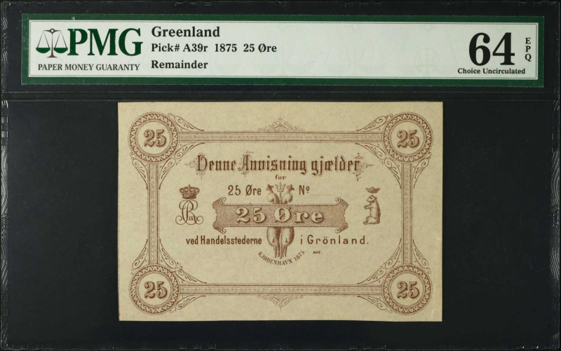 GREENLAND. Handelsstederne i Gronland. 25 Ore, 1875. P-A39r. Remainder. PMG Choi...