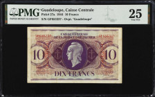 GUADELOUPE. Caisse Centrale de la France D'Outre-Mer. 10 Francs, 1944. P-27a. PMG Very Fine 25.
Estimate $50.00 - $100.00