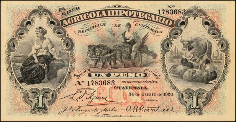 GUATEMALA. Lot of (2). Mixed Banks. 1 Peso, 1915-20. P-S101b & S141b. Very Fine....