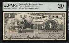 GUATEMALA. El Banco Americano de Guatemala. 1 Peso, 1895-1920. P-S111a. PMG Very Fine 20.
Estimate $100.00 - $200.00