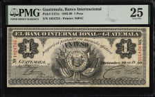 GUATEMALA. El Banco Intenacional de Guatemala. 1 Peso, 1899. P-S151c. PMG Very Fine 25.
Estimate $50.00 - $100.00