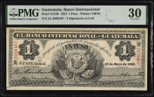 GUATEMALA. El Banco Intenacional de Guatemala. 1 Peso, 1923. P-S153b. PMG Very Fine 30.
Estimate $50.00 - $100.00