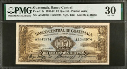 GUATEMALA. Banco Central de Guatemala. 1/2 Quetzal, 1933-42. P-13a. PMG Very Fine 30.
Estimate $175.00 - $250.00