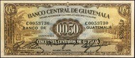 GUATEMALA. Banco Central de Guatemala. 50 Centavos de Quetzal, 1946. P-19a. Very Fine.
Estimate $100.00 - $200.00