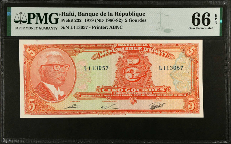 HAITI. Banque de la Republique d'Haiti. 5 Gourdes, 1979 (ND 1980-82). P-232. PMG...