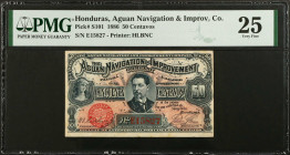 HONDURAS. The Aguan Navigation and Improvement Company. 50 Centavos, 1886. P-S101. PMG Very Fine 25.
Estimate $200.00 - $400.00