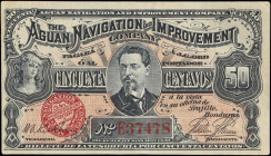 HONDURAS. The Aguan Navigation and Improvement Company. 50 Centavos, 1886. P-S101. Very Fine.
Minor rust.
Estimate $100.00 - $200.00