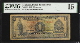HONDURAS. El Banco de Honduras. 1 Lempira, 1932. P-34. PMG Choice Fine 15.
Estimate $100.00 - $200.00