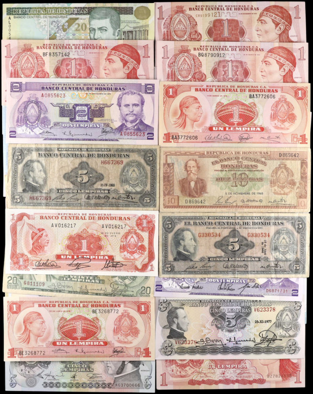 HONDURAS. Lot of (28). El Banco Central de Honduras. Mixed Denominations, Mixed ...