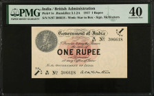INDIA. Government of India. 1 Rupee, 1917. P-1e. PMG Extremely Fine 40.
Estimate $300.00 - $500.00