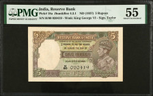 INDIA. Lot of (2). Reserve Bank of India. 5 Rupees, ND (1937-43). P-18a & 18b. PMG Choice Very Fine 35 & About Uncirculated 55.
PMG comments "Staple ...