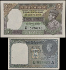 INDIA. Lot of (2). Mixed Banks. 1 & 5 Rupees, 1937-43. P-18b & 25d. Extremely Fine to About Uncirculated.
Staple holes.
Estimate $150.00 - $200.00