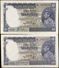 INDIA. Lot of (2). Reserve Bank of India. 10 Rupees, ND (1937 & 1943). P-19a & 19b. Very Fine & Extremely Fine.
Damage/issues are noticed. Personal i...