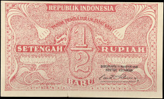 INDONESIA. Republik Indonesia. 1/2 Rupiah Baru, 1949. P-35Cb. Extremely Fine.
Toning. Tear.
Estimate $80.00 - $120.00