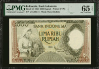 INDONESIA. Bank Indonesia. 5000 Rupiah, 1958. P-63. PMG Gem Uncirculated 65 EPQ.
Estimate $200.00 - $400.00