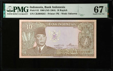 INDONESIA. Bank Indonesia. 10 Rupiah, 1960 (ND 1964). P-83. PMG Superb Gem Uncirculated 67 EPQ.
Estimate $150.00 - $200.00