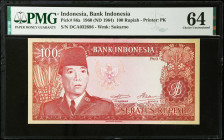 INDONESIA. Bank Indonesia. 100 Rupiah, 1960 (ND 1964). P-86a. PMG Choice Uncirculated 64.
Estimate $150.00 - $200.00