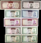 IRAN. Lot of (10). Bank Markazi Iran. Mixed Denominations, 1962-65. P-Various. Very Fine to About Uncirculated.
Included in this lot are P-73a, b; 74...