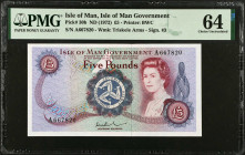ISLE OF MAN. Isle of Man Government. 5 Pounds, ND (1972). P-30b. PMG Choice Uncirculated 64.
Estimate $125.00 - $250.00