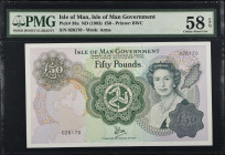 ISLE OF MAN. Isle of Man Government. 50 Pounds, ND (1983). P-39a. PMG Choice About Uncirculated 58 EPQ.
Estimate $100.00 - $200.00