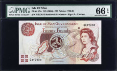 ISLE OF MAN. Isle of Man Government. 20 Pounds, ND (2000). P-45a. PMG Gem Uncirculated 66 EPQ.
Estimate $75.00 - $125.00