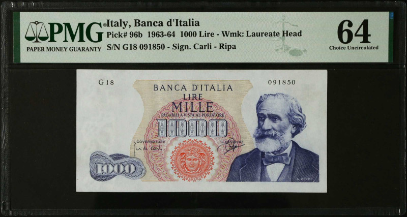 ITALY. Lot of (2). Banca d'Italia. 1000 Lire, 1963-1964. P-96b & 96c. About Unci...