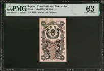 JAPAN. Ministry of Finance. 10 Sen, ND (1872). P-1. PMG Choice Uncirculated 63.
PMG comments "Minor Stains".
Estimate $150.00 - $200.00
