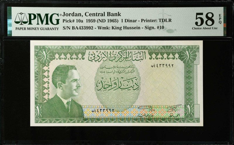 JORDAN. Central Bank of Jordan. 1 Dinar, 1959 (ND 1965). P-10a. PMG Choice About...