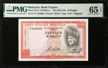 MALAYA. Bank Negara Malaysia. 10 Ringgit, ND (1981-83). P-15Aa. PMG Gem Uncirculated 65 EPQ.
Estimate $200.00 - $300.00