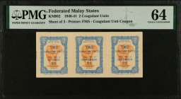 MALAYA. Federated Malay States. 2 Coagulant Units, 1940-41. P-Unlisted. Coagulant Unit Coupon. PMG Choice Uncirculated 64.
PMG comments "Minor Foreig...