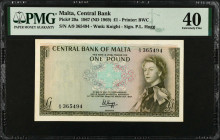 MALTA. Central Bank. 1 Pound, 1967 (ND 1969). P-29a. PMG Extremely Fine 40.
Estimate $150.00 - $250.00