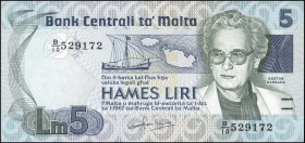 MALTA. Bank Centrali ta' Malta. 5 Liri, 1967. P-38. About Uncirculated.
Estimate $35.00 - $70.00