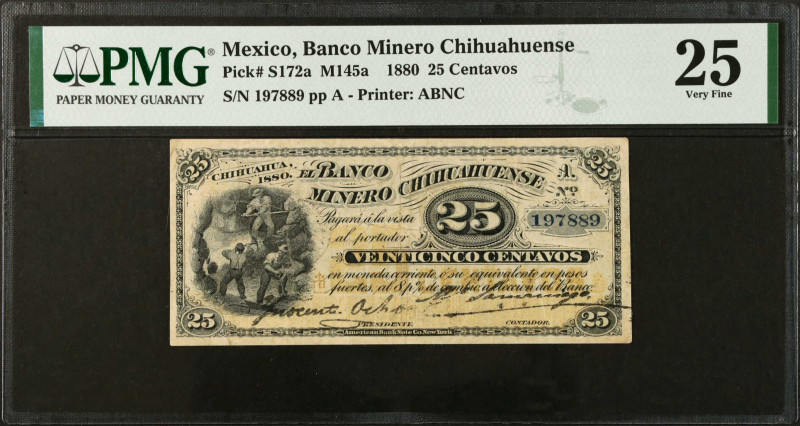 MEXICO. El Banco Minero Chihuahuense. 25 Centavos, 1880. P-S172a. PMG Very Fine ...