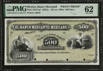 MEXICO. Lot of (2). El Banco Mercantil Mexicano. 500 Pesos, ND (ca. 1880s). P-S247Ap1 & S247Ap2. Front & Back Proofs. PMG Uncirculated 62 & Choice Unc...