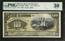 MEXICO. El Banco de Guerrero. 100 Pesos, 1914. P-S302b. PMG Very Fine 30.
Printed by ABNC. One of just two examples graded by PMG for the variety. PM...