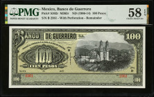 MEXICO. El Banco de Guerrero. 100 Pesos, ND (1906-14). P-S302r. Remainder. PMG Choice About Uncirculated 58 EPQ.
M365r.
Estimate $100.00 - $150.00