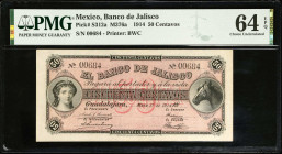 MEXICO. El Banco de Jalisco. 50 Centavos, 1914. P-S312a. PMG Choice Uncirculated 64 EPQ.
M376a.
Estimate $200.00 - $300.00