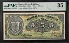 MEXICO. El Banco de Jalisco. 5 Pesos, 1911-14. P-S320c. PMG Choice Very Fine 35.
M385c.
Estimate $70.00 - $100.00