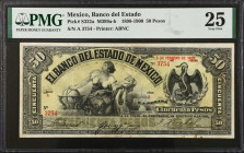 MEXICO. El Banco del Estado de Mexico. 50 Pesos, 1898-1900. P-S332a. PMG Very Fine 25.
M399a-b.
Estimate $200.00 - $300.00