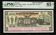 MEXICO. Lot of (2). El Banco de San Luis Potosi. 100 Pesos, ND (1899-1909). P-S403p1 & S403p2. Front & Back Proof. PMG Gem Uncirculated 65 EPQ.
M488p...