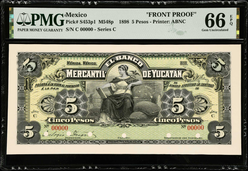 MEXICO. Lot of (2). El Banco Mercantil de Yucatan. 5 Pesos, ND (1898-1903). P-S4...