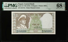 NEPAL. Nepal Rastra Bank. 10 Rupees, ND (1972). P-18. PMG Superb Gem Uncirculated 68 EPQ.
Estimate $50.00 - $100.00